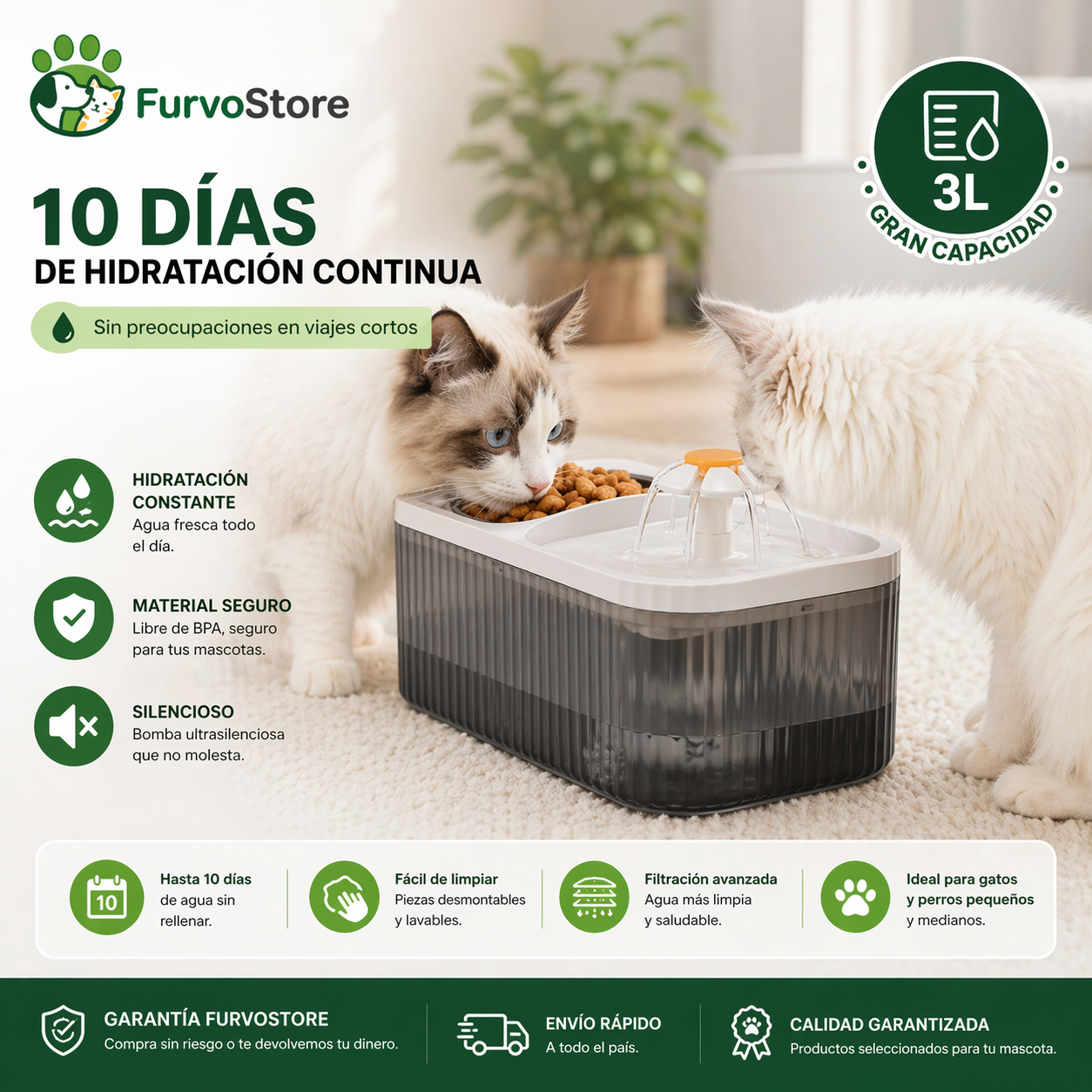 FurvoFlow™ Fuente Automática 3L